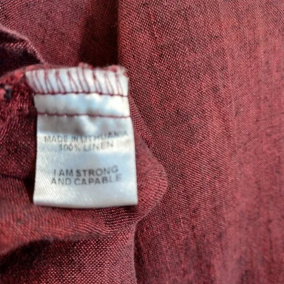 FLAX Tunic Top 3/4 Sleeve Round Neck Popover Maroon Wine Color Womens size P - Picture 5 of 10